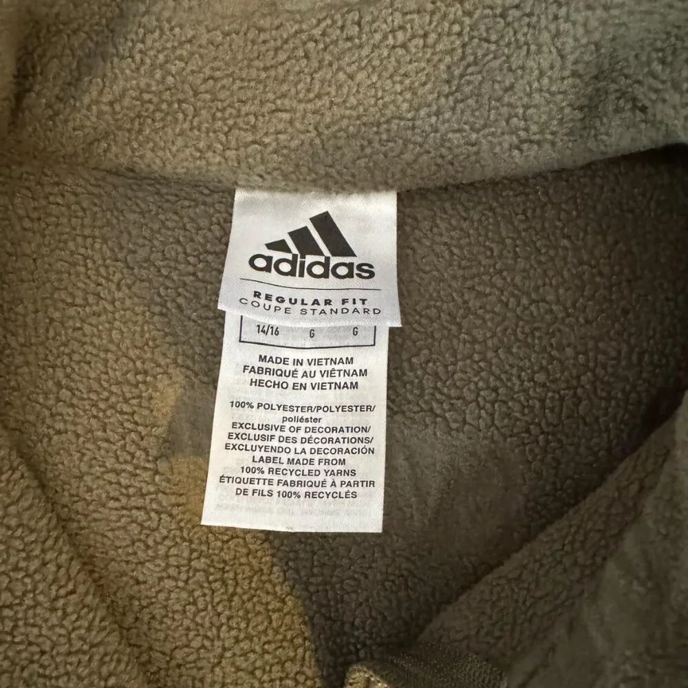 Adidas Boys Green Fleece Pullover Excellent Condition Size L